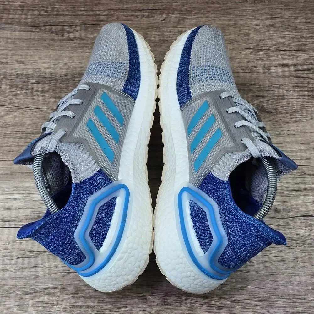 Adidas Ultraboost 19 Shock Cyan Men's Size 10.5 Gray Blue Running Shoes F35240